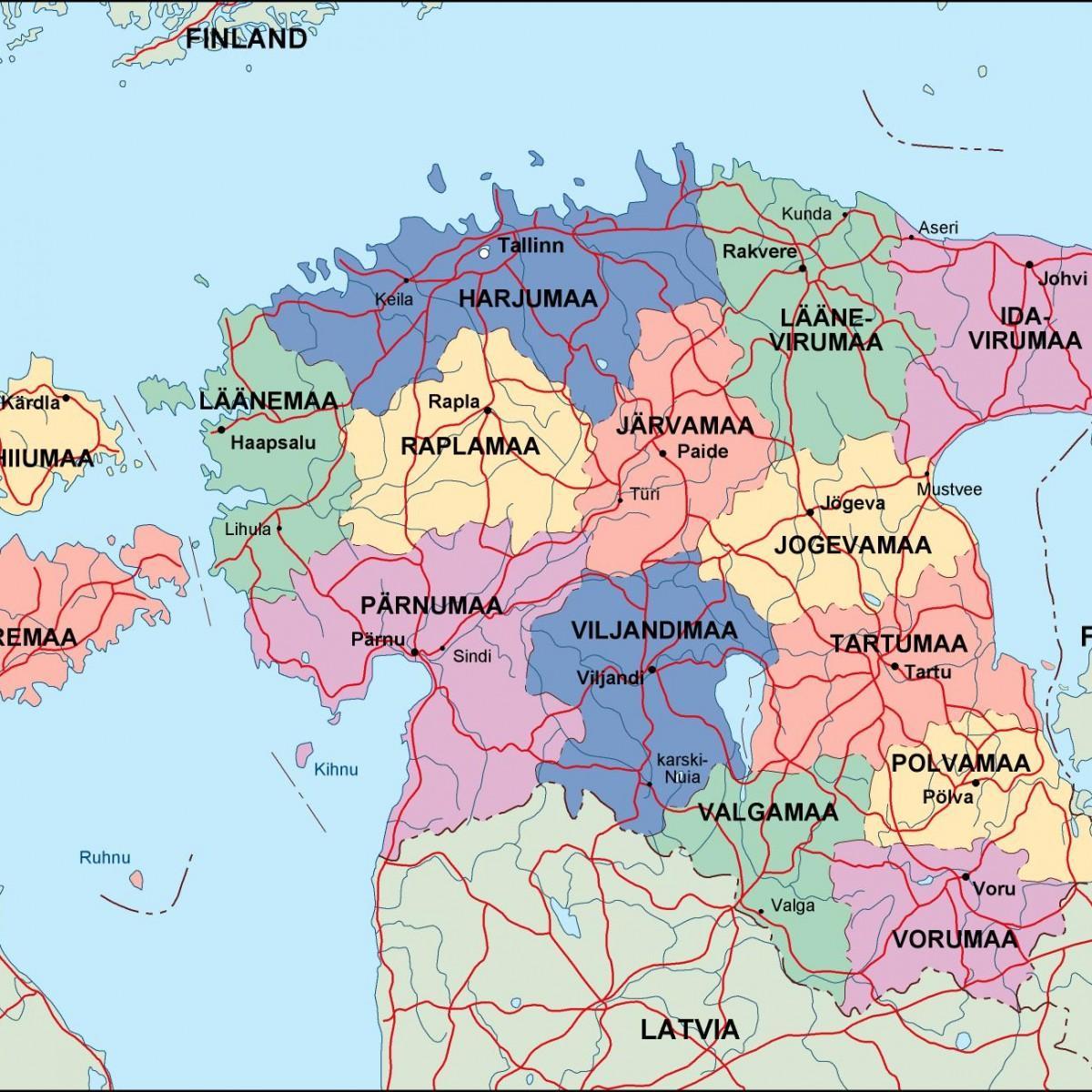 χάρτης της Εσθονίας πολιτική