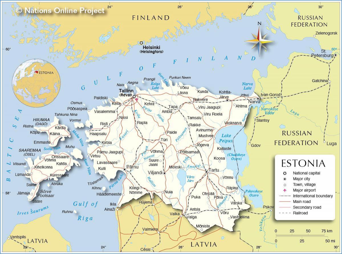 χάρτης της Εσθονίας χώρα