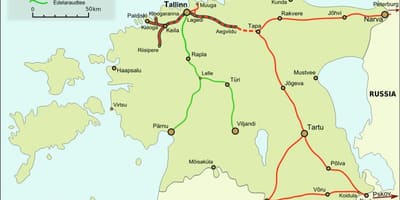 Χάρτης της εσθονίας σιδηροδρόμων